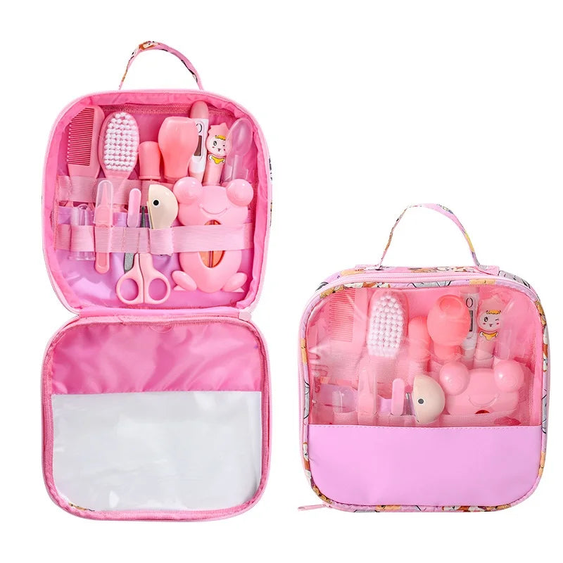 Baby Care Kit Kid Multi-Functional Nail Clipper Comb Hair Thermometer Grooming Brush Kit Scissors Baby Health Care Set Newborn